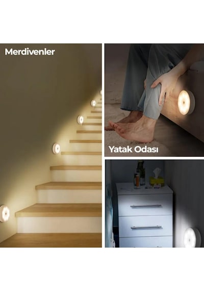Mucit Home Hareket Sensörlü Usb Şarjlı Led Işık Lamba-oda, Mutfak, Salon Ve Merdiven Işıklandırma Renkli