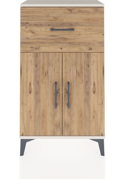 Arges Komodin Tek Raflı Tek Çekmeceli 2 Kapaklı 60x30x106 Aytaşı-çam Aytası