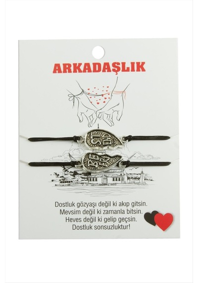 Best - 61 - Friends Arkadaş Deri - Spt-gld - Bileklik Siyah