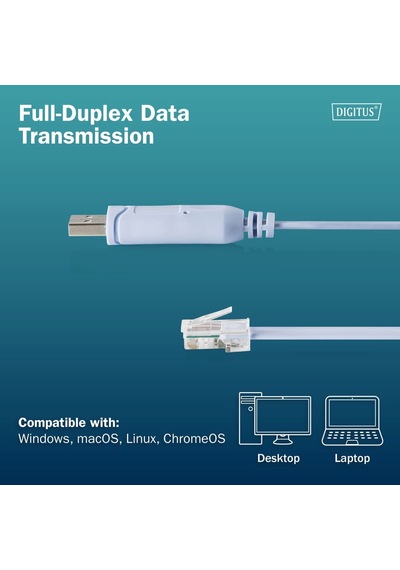 Dıgıtus Usb 2.0 - Rj45 Konsol Adaptör Kablosu, Ftdı Yonga Seti, 180 Cm