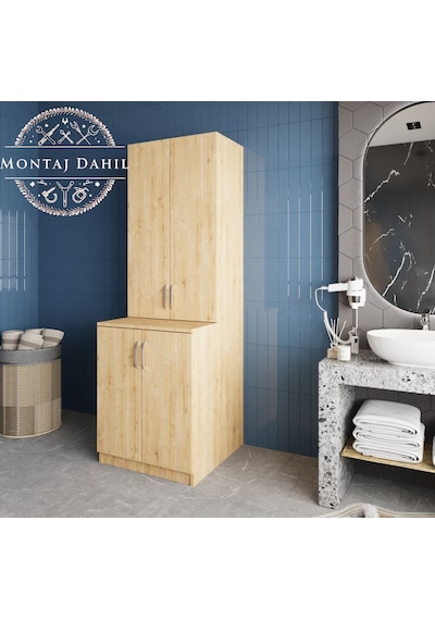 Aspen Çamaşır Ve Kurutma Makinesi Dolabı Banyo Dolabı Meşe Meşe