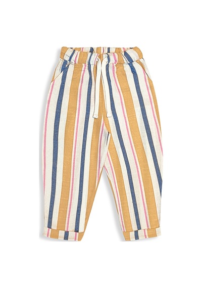 Denokids Çizgili Dokuma Unisex Kız Erkek Çocuk Dokuma Pantolon İlkbahar-Yaz 2-8 Yaş