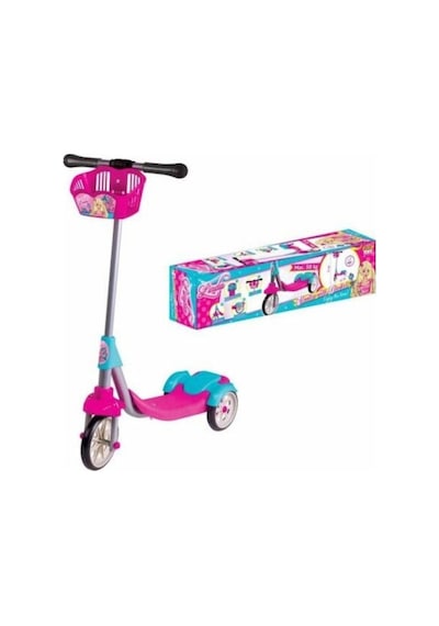 Kız Çocuk Pembe Linda 3 Tekerlekli Frenli Sepetli Scooter