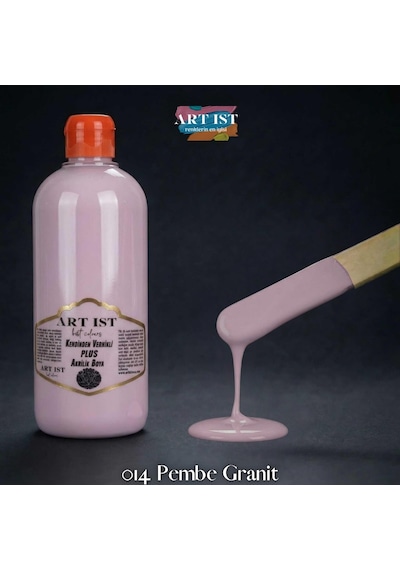 Kendinden Vernikli Plus Vernikli Akrilik Boyalar - 014 Pembe Granit Ahşap, Taş Tozu, Hobi, Dıy