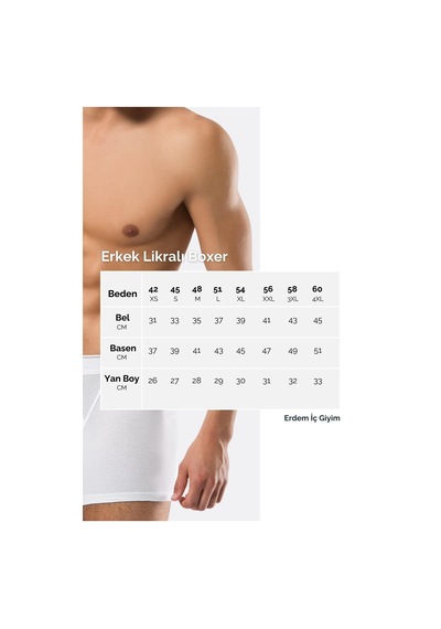 Erdem Beyaz Pamuk Elastan Boxer 1479 Beyaz