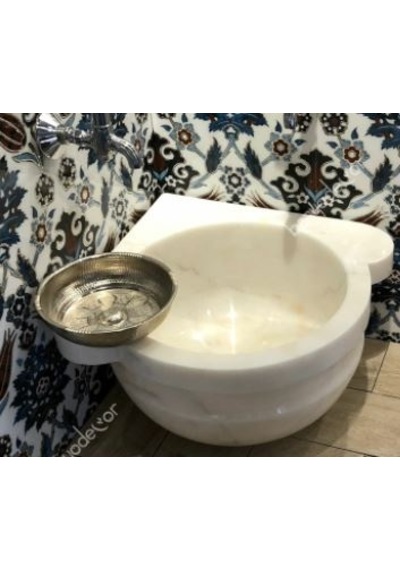 Köşe Düz Beyaz Mermer Kurna