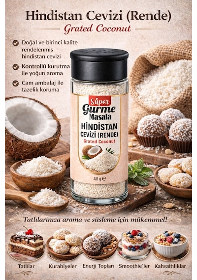 Hindistan Cevizi Rende 40 Gr Cam Kavanoz