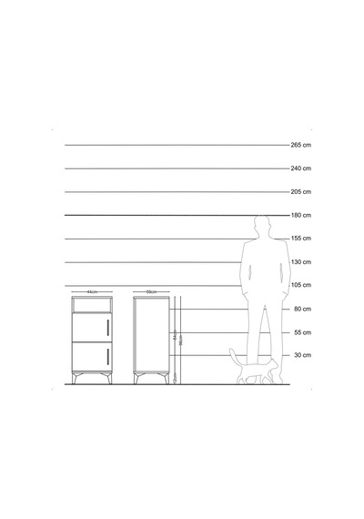 Kronos Komodin 2 Raflı 2 Kapaklı 44x59x96 Antrasit-çam Antrasit