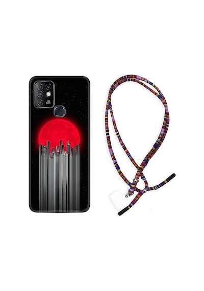 Infinix Hot 8 Kılıf Rasta Boyun Askılı Red City 1707