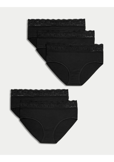 Marks & Spencer 5'li Dantel Detaylı Short Külot Seti T61005022M Siyah