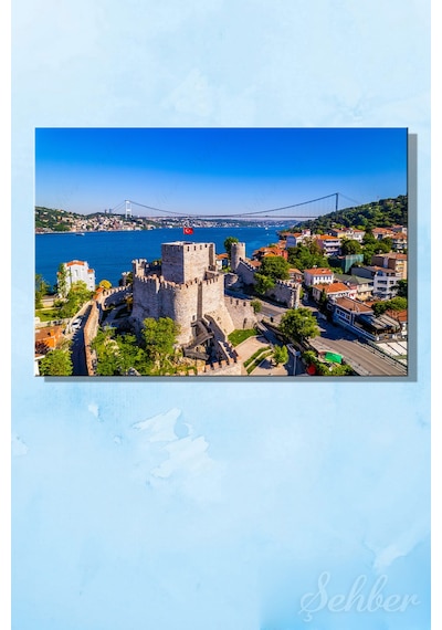 İstanbul Beykoz Tarihi Anadolu Hisarı Ve Boğaz Manzarası Yatay Kanvas Tablo 4478 Çok Renkli