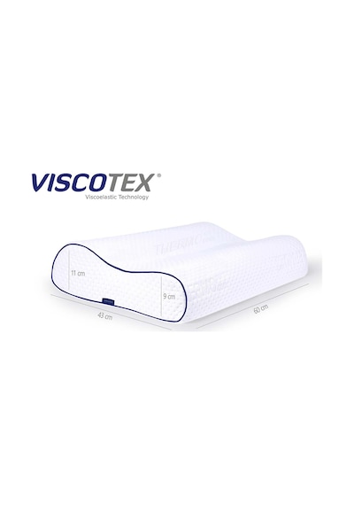 Visco Çift Bombeli Ortopedik Yastık 60x40x11/9 cm, Beyaz