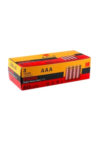 Kodak K3AHZ-S2 Super Heavy Duty Çinko Karbon AAA İnce Kalem Pil 60'lı