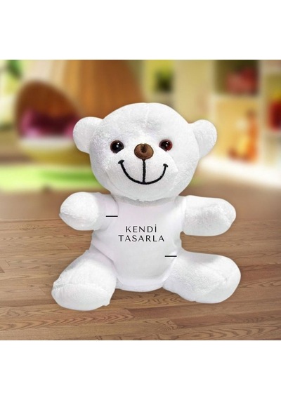 Kendin Tasarla Kişiye Özel Baskılı Peluş Ayıcık Beyaz