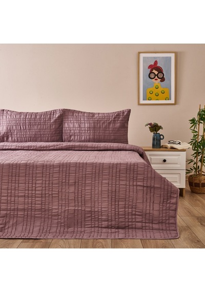 Soft Elit Çift Kişilik Yatak Örtüsü Seti - Mürdüm - 200x230 Cm Renkli