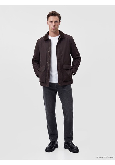 Lcwaıkıkı Classic Kahverengi Regular Fit Kontrast Yaka Erkek Mont