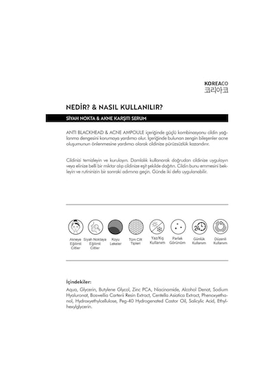 Koreaco Sivilce Blackheads Akne ve Siyah Nokta Karşıtı Süper Serum 50ml