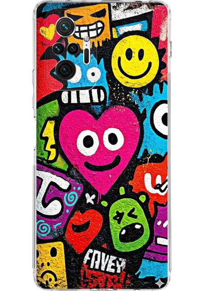 Redmi Note 10 Pro 5g İle Uyumlu Grafiti Aşk Tasarımlı Şeffaf Silikon Kılıf Şeffaf