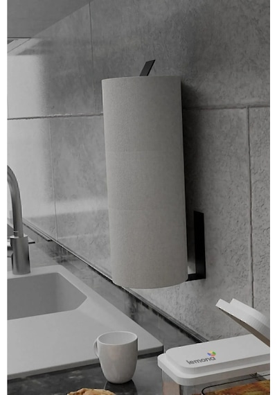 Metal Siyah Kağıt Rulo Havluluk, Peçetelik, Yapışkanlı Tasarım, Banyo Askısı Siyah Metal Diğer