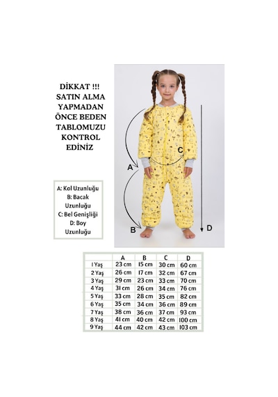 Cantoy Kız Erkek Çocuk Kalın Elyaf Dolgulu Premium Kalite 2.5 Tog Desenli Uyku Tulumu Sarı - Kahverengi