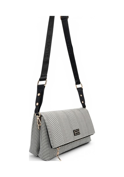 Silver & Polo Silver Polo Siyah Beyaz - Siyah Hasır Kadın Çapraz Çanta Sp1278