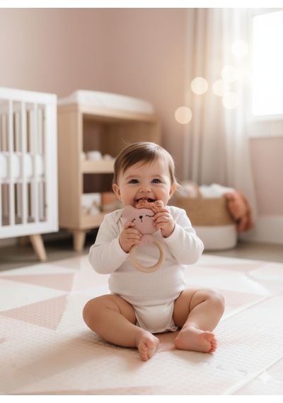 Mumu Family El Yapımı Çıngıraklı Diş Kaşıyıcı Pembe