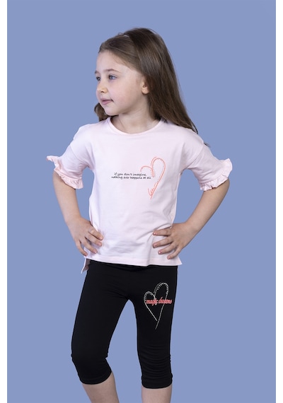 Toontoy Kids Toontoy Kız Çocuk 2'li Takım Baskılı Bisiklet Yaka Kolu Fırfırlı T-shirt & Basic Düz Crop Tayt Pudra Toontoy Kids Toontoy Kız Çocuk 2'li Takım Baskılı Bisiklet Yaka Kolu Fırfırlı T-shirt & Basic Düz Crop Tayt Pudra