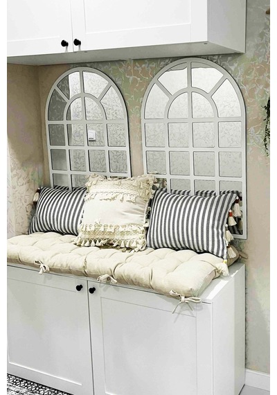 Modern Dekoratif Mdf Pleksi Hint Penceresi Ayna Beyaz 80x53cm Beyaz