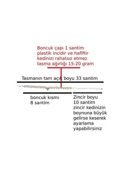 Kedi Boyun Tasması İnci Boncuklu Hafif Ayarlanabilir Gümüş