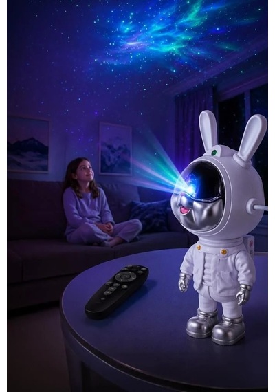 Premium Dekoratif Oda Işığı Aydınlatma Astronot Projektör Galaxy Star Lw39 Beyaz Çok Renkli