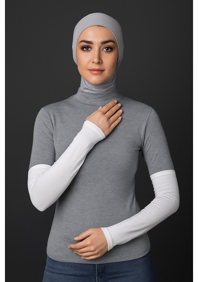 Sonbaharmoda Kadın Tesettür Likralı Esnek Düz Penye Kolluk Beyaz
