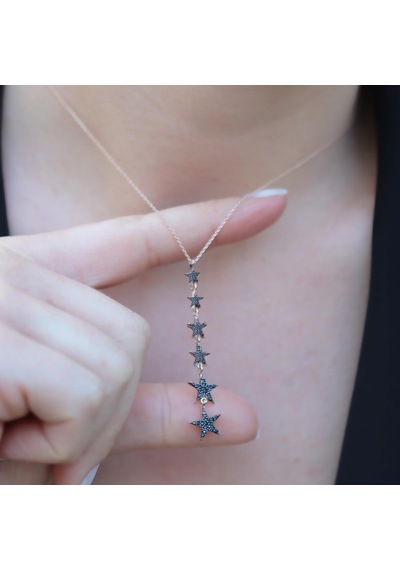 Rose Gold Kaplama Yıldız Geçidi Zirkon Taşlı Gümüş Set Gümüş