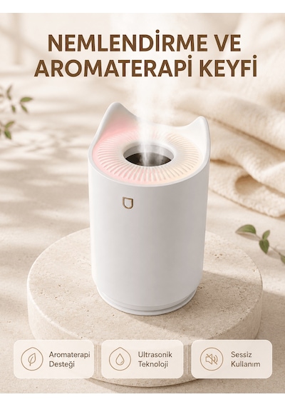 Lexroo Aroma Difüzör Hava Nemlendirici Sessiz Çalışma Led Gece La