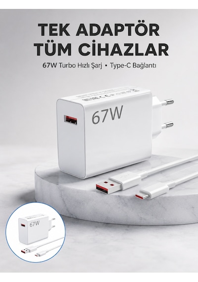 67 Watt Güvenli Hızlı Şarj Adaptörü Samsung M31 M33 M51 Uyumlu Yeni Nesil - Lisinya