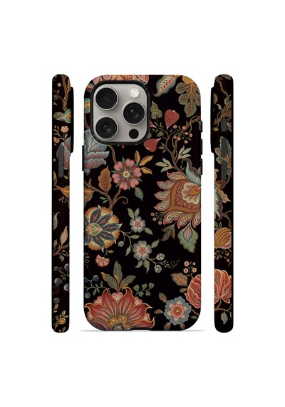 Velvoria Valestra Koyu Barok Çiçek Apple iPhone Uyumlu 15 Pro Darbe Korumalı Kılıf Valestra Select - Koyu Barok Çiçek
