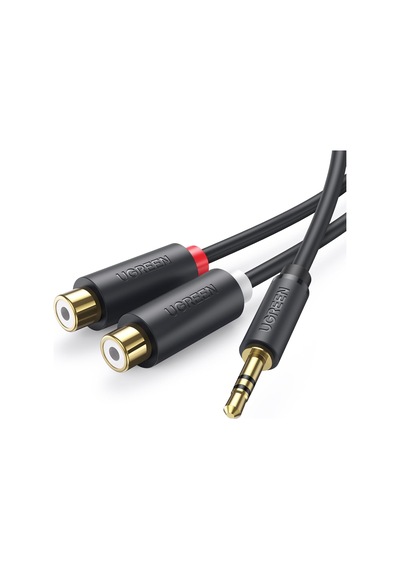 3.5mm Erkek - 2 Rca Dişi Jaklı Stereo Ses Kablosu Y Adaptörü Altın Kaplama Kulaklık Kablosu, 25cm, 10547 Belirtilmemiş