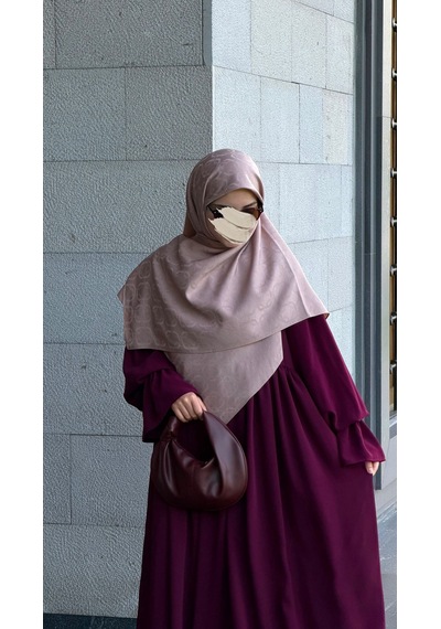 Qalortex Scarf Premium Jakarlı Mira B.boy Eşarp -gül Kurusu