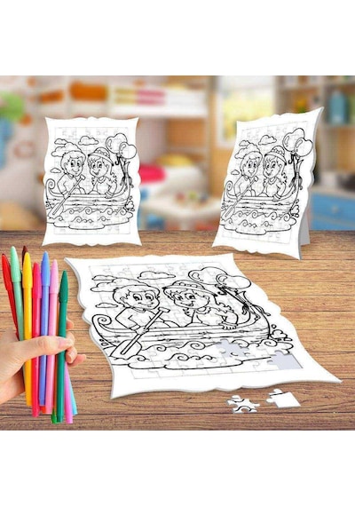Sandaldaki Arkadaşlar Boyama Puzzle Tablo Çocuk Eğitici Yapboz
