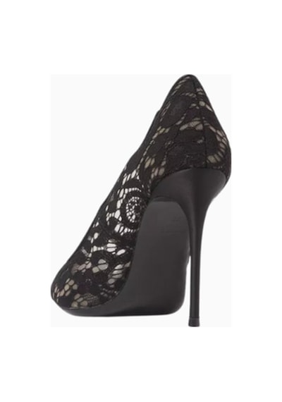 Castle Black Black Suede Studio Gia 100 Dantel Ve Saten, Siyah Ince Topuklu Stiletto Ayakkabı Topuklu Ayakkabı 39