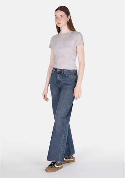 Colin's Colins Slim Fit Yuvarlak Yaka Baskılı Kadın Pembe Kısa Kol Tişört Cl1073142 Q1.v2 Dup Pembe