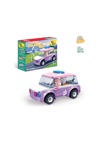 Ogi Mogi Toys Eğitici Bloklar Kız Arabası 136 Parça Yapı Seti