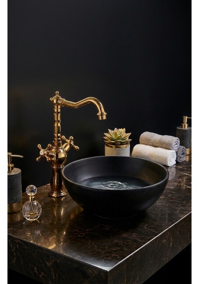 Gold Nostaljik Çanak Lavabo Bataryası Altın - Gold