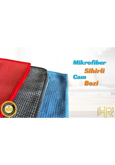 Hrpak Mikrofiber Cam Araba Mutfak Temizlik Bezi 3'lü 40 x 40 CM
