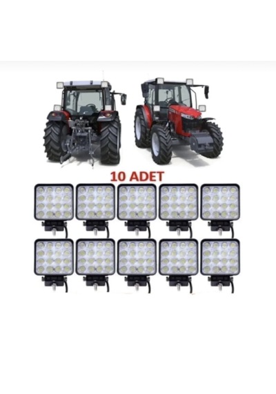 Carub 10 Adet Off Road Sis Lambası Çalışma Lambası 10-30v 48w 16 Led Kare
