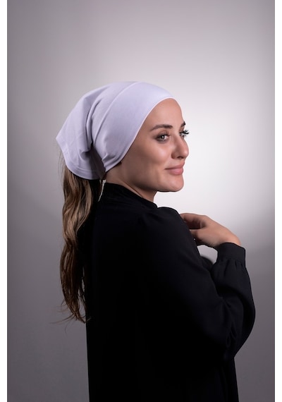 Halven Beyaz Pratik Hazır Geçmeli Iç Bone Viskon Kumaş Dikişsiz Boru Bon Beyaz