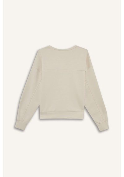 Defacto Bisiklet Yaka Modal Sweatshirt G2913ax25auer120 Ekru