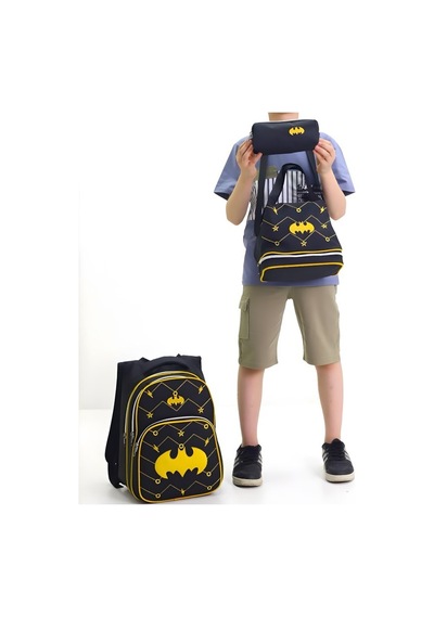 Erkek Çocuk 3 Lü Okul Çanta Seti Sırt Çantası, Beslenme Çantası Ve Kalemlik Siyah Batman