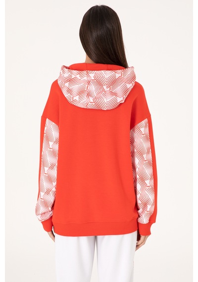 U.S. Polo Assn. Kadın Kırmızı Modal Karışımlı Kapüşonlu Sweatshırt 50300694-VR213