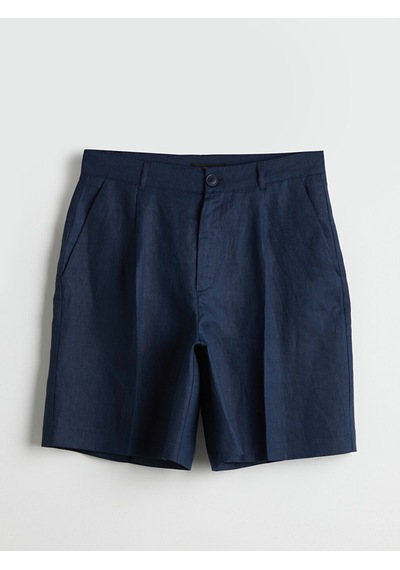 Lcw Vision İndigo Loose Fit %100 Keten Kadın Şort