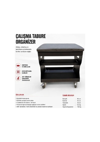 Tekerlekli Metal Tabure